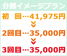 分割プラン 初回…41,975円・2回目…35,000円・3回目…35,000円